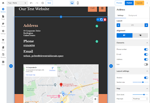 Screenshot of Domain.com's website builder tool